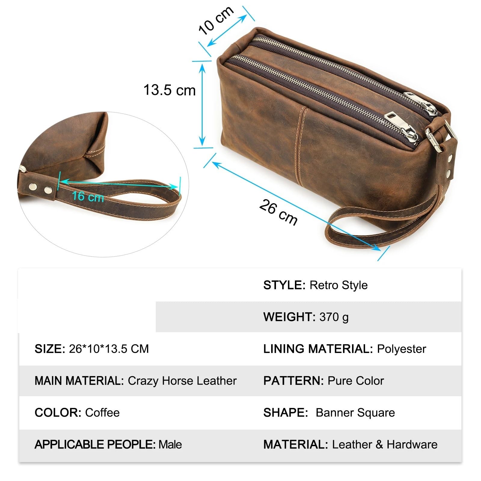 Pochette in pelle for uomo Borse Borsa da uomo Tasca for telefono Pochette Portafogli grandi Regali for il marito