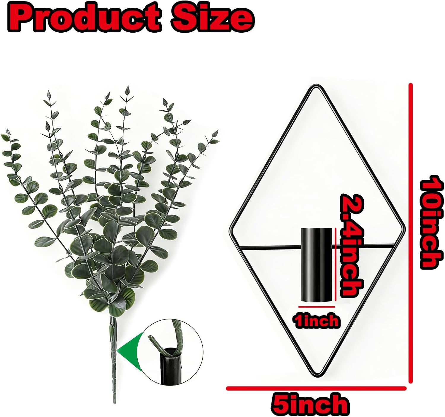 Hanging Planters with Artificial Eucalyptus Metal Hanging Vase Indoor Plants Holder Modern Geometric Boho Bathroom Wall Decor for Living Room Home Office