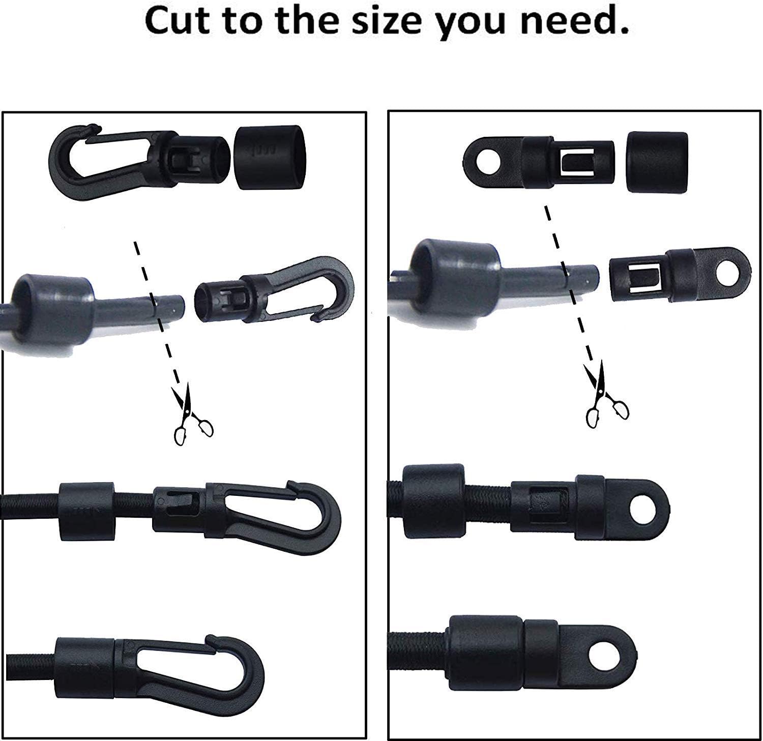 （pack of 3）, Gunwale/Deck Mount Retractable Rod Tie-Down,Fishing Stretch Rod Tamer Straps Pole Holder Deck Mount Connector, Lashing Straps Shock Cord Hook Kayak Bungee rope Camping,Marine Nautical Use