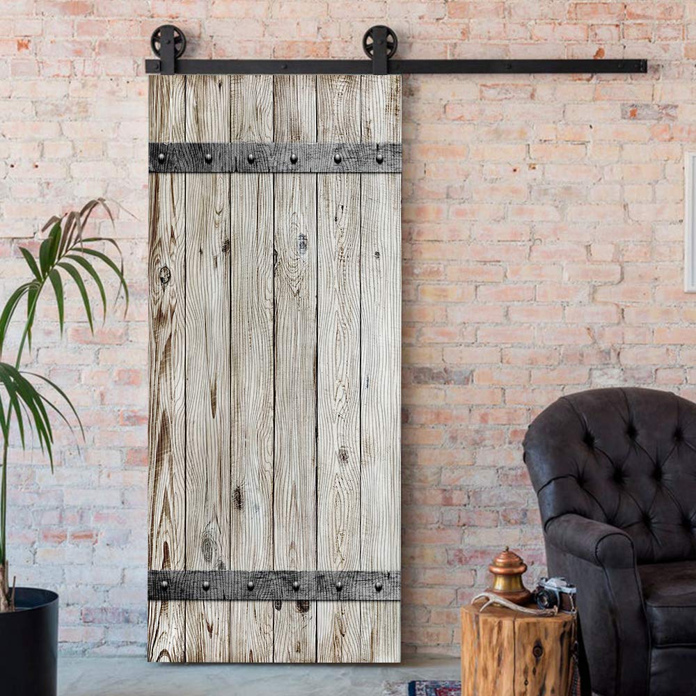 Modern Art Woodern 3D Door Sticker, Peel and Stick Vinyl Door Mural Decals for Home Decor, 32.3x78.7(82x200cm), 2 Pcs Set