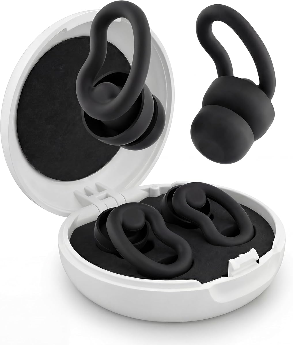 Ear Plugs for Sleeping, 2 Pairs Reusable Ear Plugs for Side Sleepers, 6 Sizes Silicone Ear Tips (Single & Dual Layer) 30dB Noise Reduction for Snoring, Travel & Focus
