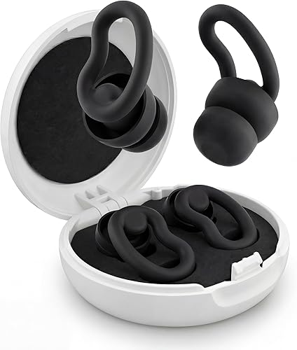 Ear Plugs for Sleeping, 2 Pairs Reusable Ear Plugs for Side Sleepers, 6 Sizes Silicone Ear Tips (Single & Dual Layer) 30dB Noise Reduction for Snoring, Travel & Focus