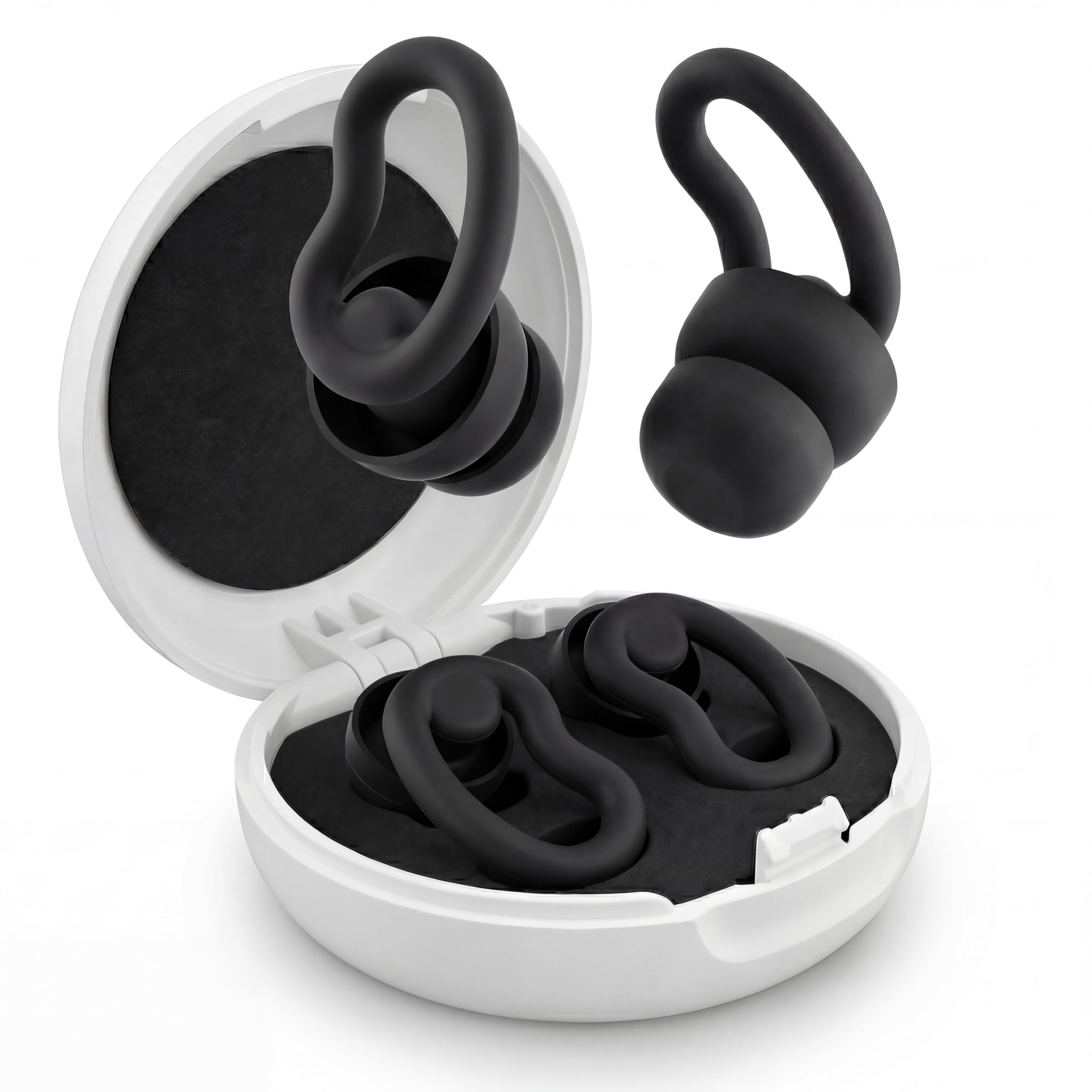 Ohrstöpsel zum Schlafen für Seitenschläfer, weiche Silikon-Ohrstöpsel gegen Schnarchen, 6 Größen S/M/L für optimale Passform (Einzel & Doppel), 2 Paar Ohrflügel, wiederverwendbar, Geräuschreduzierung