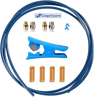 Official Creality Capricorn Bowden Tubing, Upgrade 1M Capricorn PTFE Teflon Tube, 4 Hot Bed Springs, 2 Pair Pneumatic Coupler, 1 Clipper for 1.75mm Filament of Ender 3/3V2/5S1/3 Neo/3 V2 Neo/K1/K1 Max