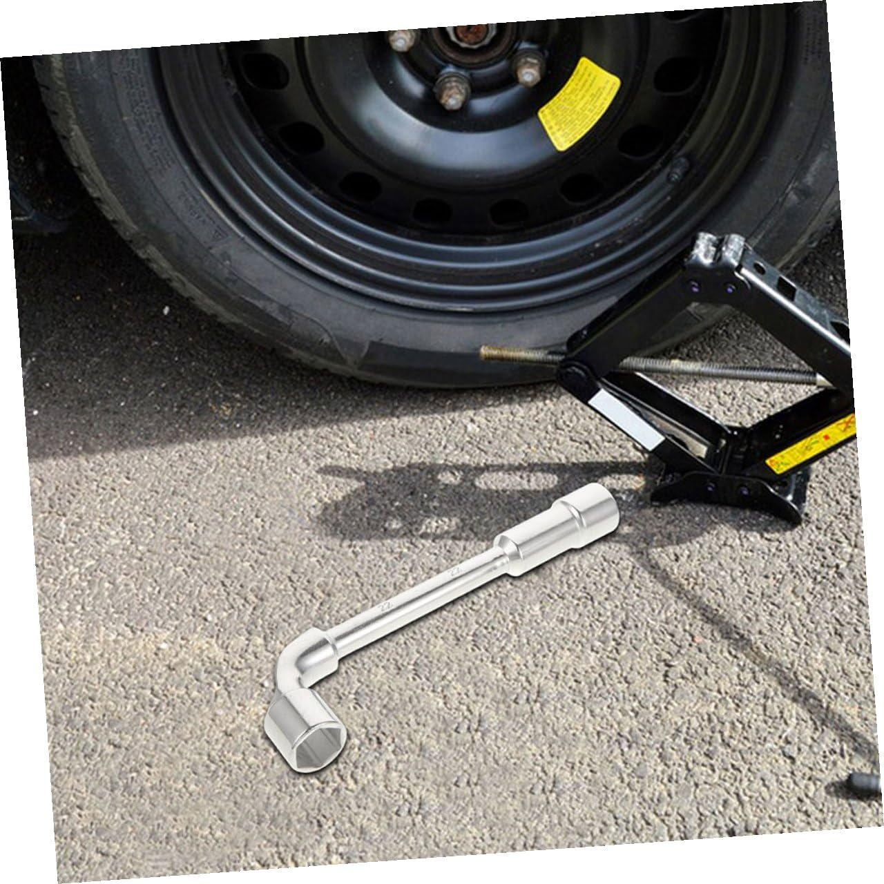 Garneck L-shaped Socket Wrench 21mm Double Ended Automotive Tire Repair Tool Motorcycle Spare Tire Wrench for Wheel Maintenance