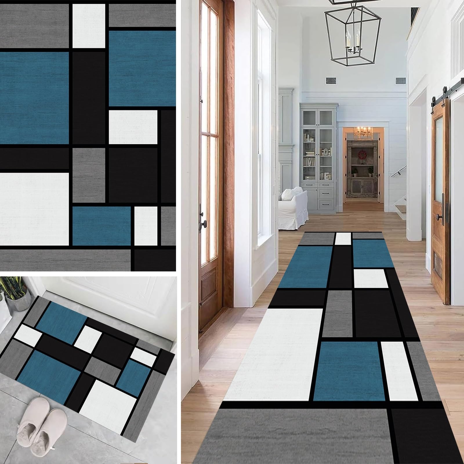 Alfombra de pasillo antideslizante de poliester para cocina y comedor de 60 x 120 cm