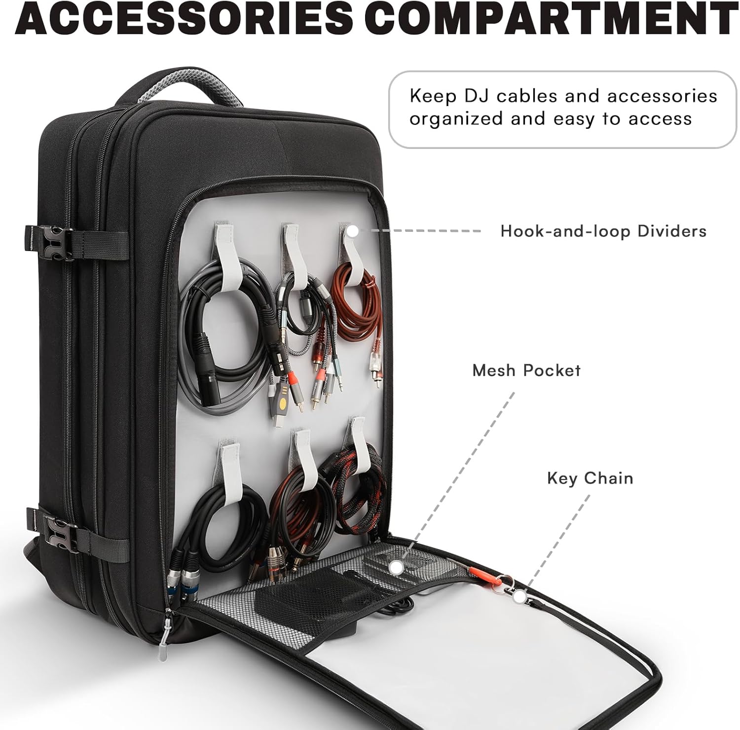 DJ Controller Bag for DDJ-FLX4/DDJ 200/DDJ 400/DDJ REV1, Padded DJ Backpack with Multi-pocket for 17 Inch Laptop, Cables, DJ Carrying Mixer Case with Adjustable Strap for DJ Equipment, Grey - Image 4