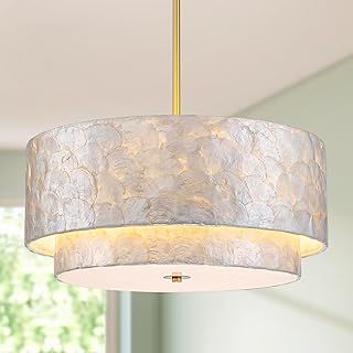 5-Light Drum Capiz Shell Chandeliers,...