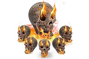 FANFX Skull Tiki Torches - Realistic Ceramic Human Skull Tiki Gaze Torches