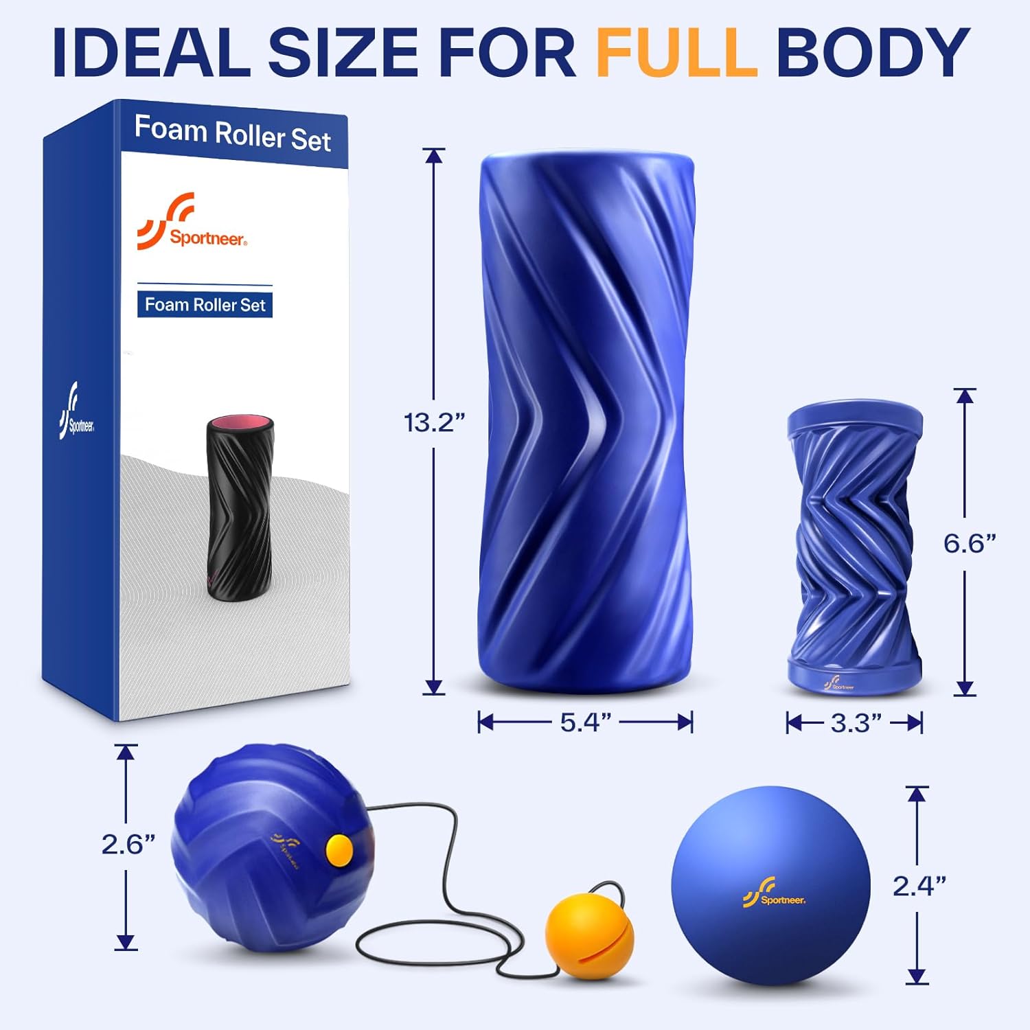Sportneer 4 in 1 Foam Roller Set: Dual Textures Foam & Foot Roller, Stringed Lacrosse Ball, Muscle Set for Whole Body Release - Image 8