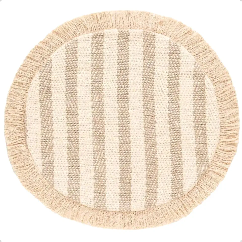 Lugar Americano Redondo 33cm Listrado de Linho para Mesa Posta