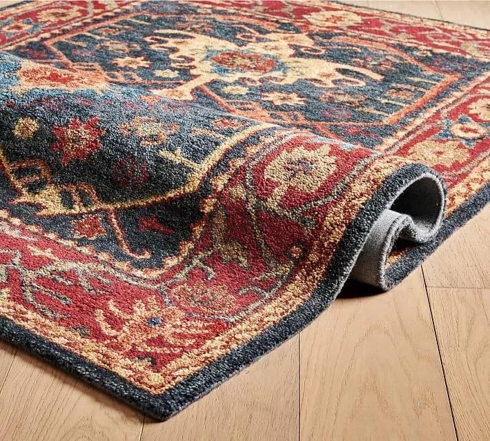 Hand Tufted Wool Area Rug, Traditional Boho Living Room Décor Rustic Rectangular Wool Carpets for Hallway, New Zealand Wool Soft Washable Rug for Bedroom (9x12 ft)