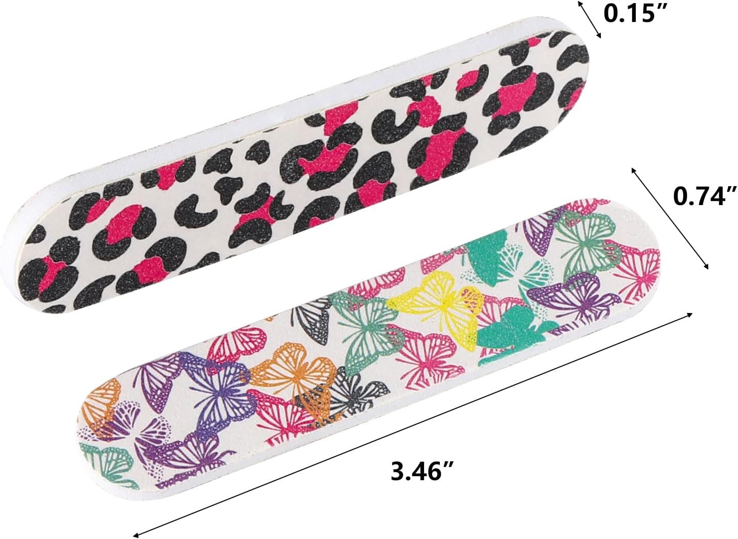 100 Count 180 Grit Mini Nail Files with Cute Design, Double Sided Fingernails Files Emery Boards for Natural Nails