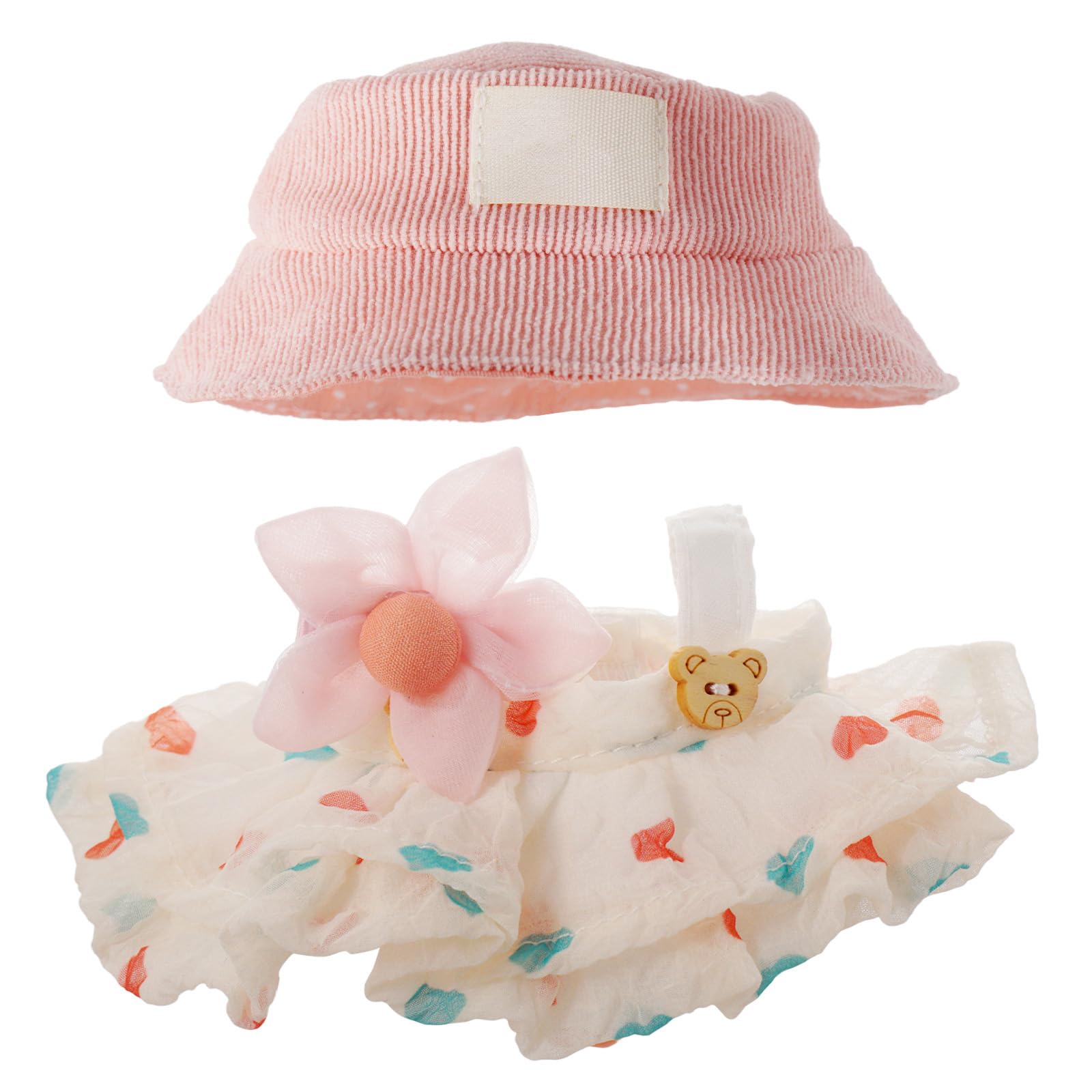 17cm Doll Clothes Set, Skirt Set for 17cm Dolls, 2 piece set Hat skirt Outfit Premium fashion cute Dress for 17cm Dolls Accessories (NO Doll) (Beige)