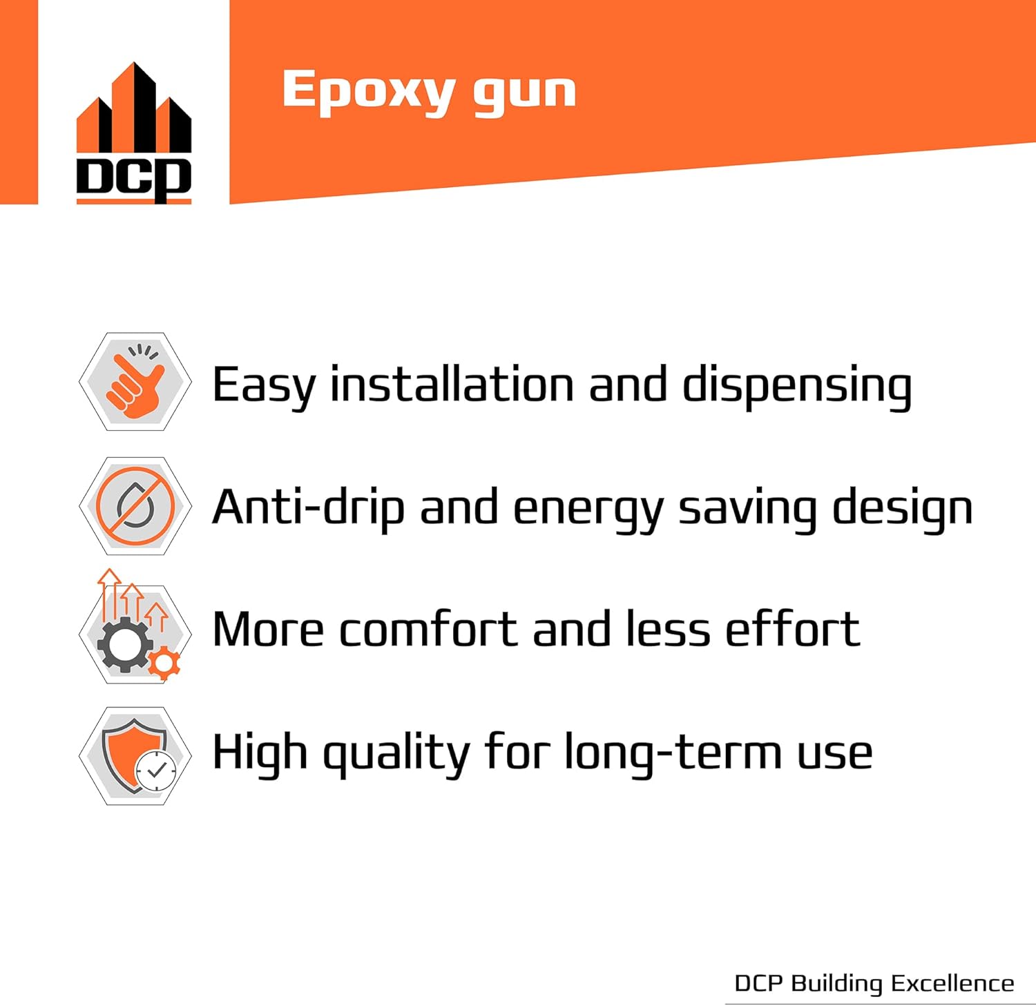 DCP Professional Epoxy Gun Dual Cartridge for 20.2 and 22 fl.oz. | 600 ml and 650 ml - 1:1 Ratio Dual Cartridge Epoxy Gun for Anchors with 25:1 Thrust Ratio - DIY and Professional Use Suitable