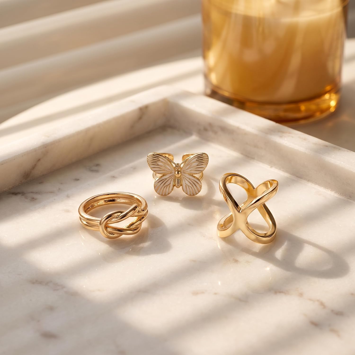 Gold Scarf Rings for Women, 3Pcs Scarf Ring Clip and Slides