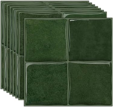 20pcs Peel and Stick Backsplash Wall Tiles, Green, 6"x6"