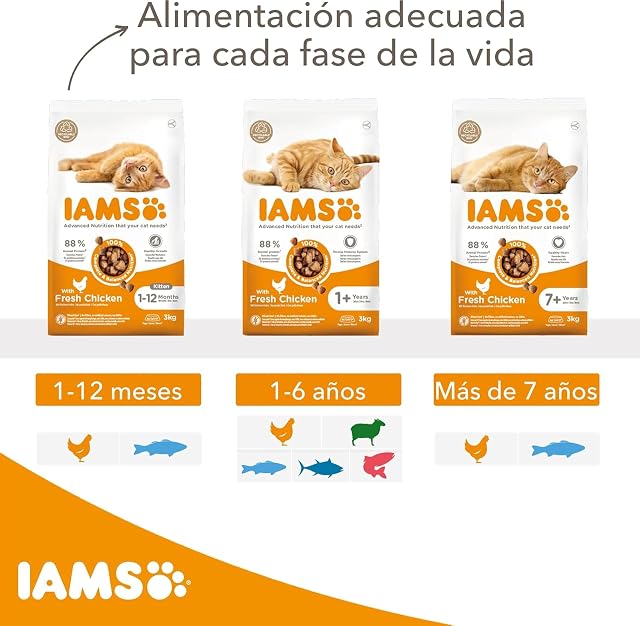 Foto 3 de 7 de IAMS Alimento Seco para Gatos Senior con Pollo Fresco, 1,5kg