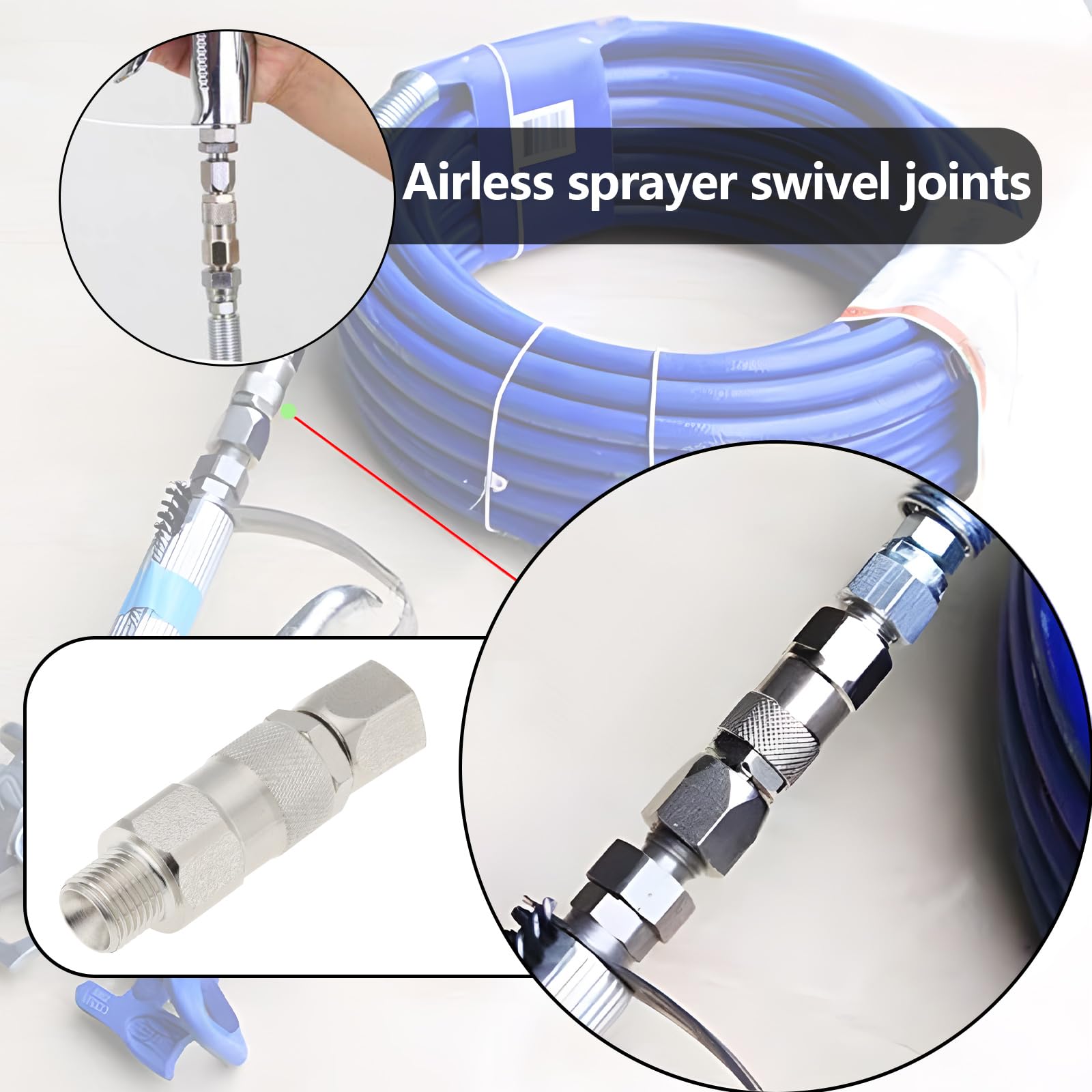 EMSea 1 Pezzo Giunto Girevole Ad Alta Pressione Da 1/4 Pollici Maschio - 1/4 Pollici Femmina Giunto Girevole Per Idropulitrice Ad Alta Pressione 66,2x16,9 Mm Per Spruzzatori Airless Connettore