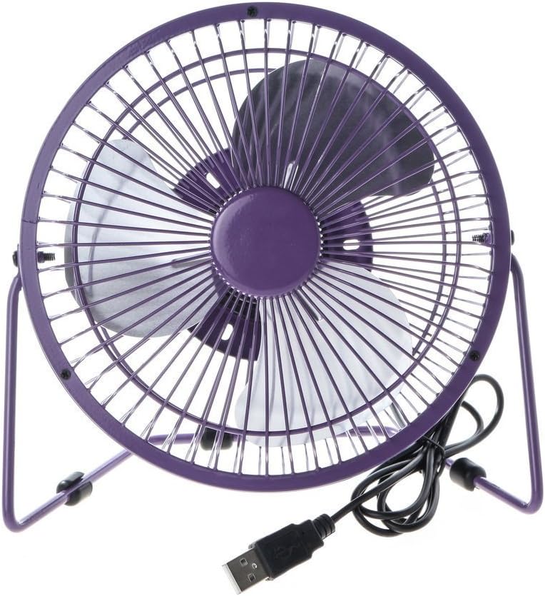 BestProtect 6" USB Powered Mini Retro Silent Metal Electric Mini Fan Cooler Desk Cooling Fan, Angle Adjustable Tilt Head 360-degree Rotating I/O Switch 4 Metal Blades Office / Home Light-Weight USB Powered for PC / Laptop / Notebook / MacBook Quiet, Sound Off (Purple)