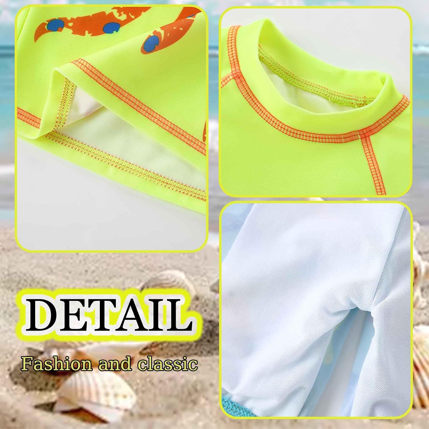 Toddler Boy Two Piece Swimsuit Crab Dinosaur UPF 50+ Swimming Bathing Suit Little Boys Rashguard Swim Set Swimwear Kids 2-10Y