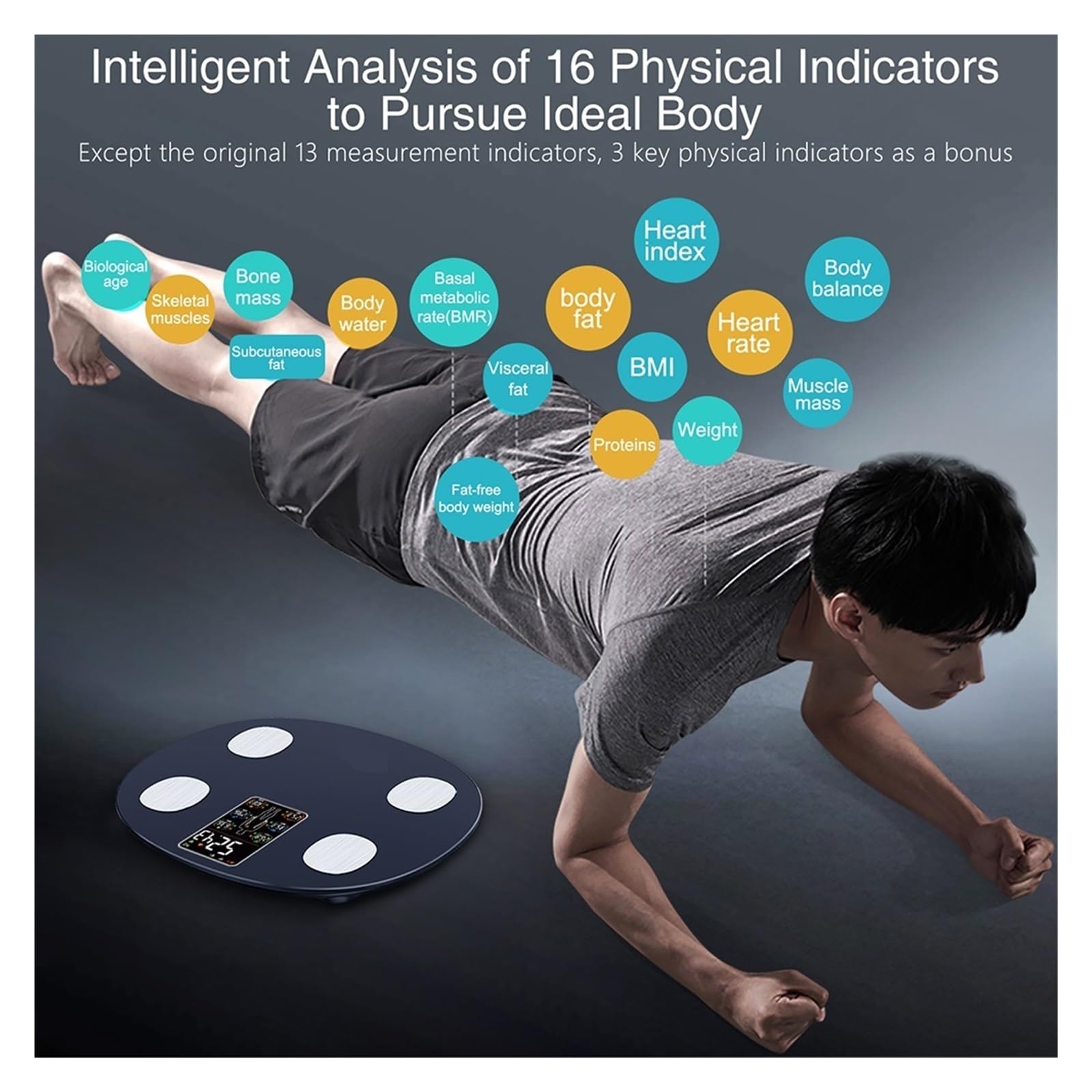 Báscula De Grasa Corporal, Peso, Inteligente Con Pantalla For, BMI, Baño Digital Bluetooth Preciso FáCil De Leer