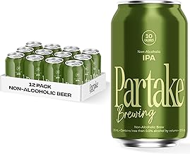 Partake Brewing Craft Non Alcoholic Beer, IPA 12 Pack x 12 Fl Oz Cans - Low Calorie & Carb, No Sugar, All Natural Ingredients - Award-Winning Taste, Non Alcoholic Beer Without the Empty Calories