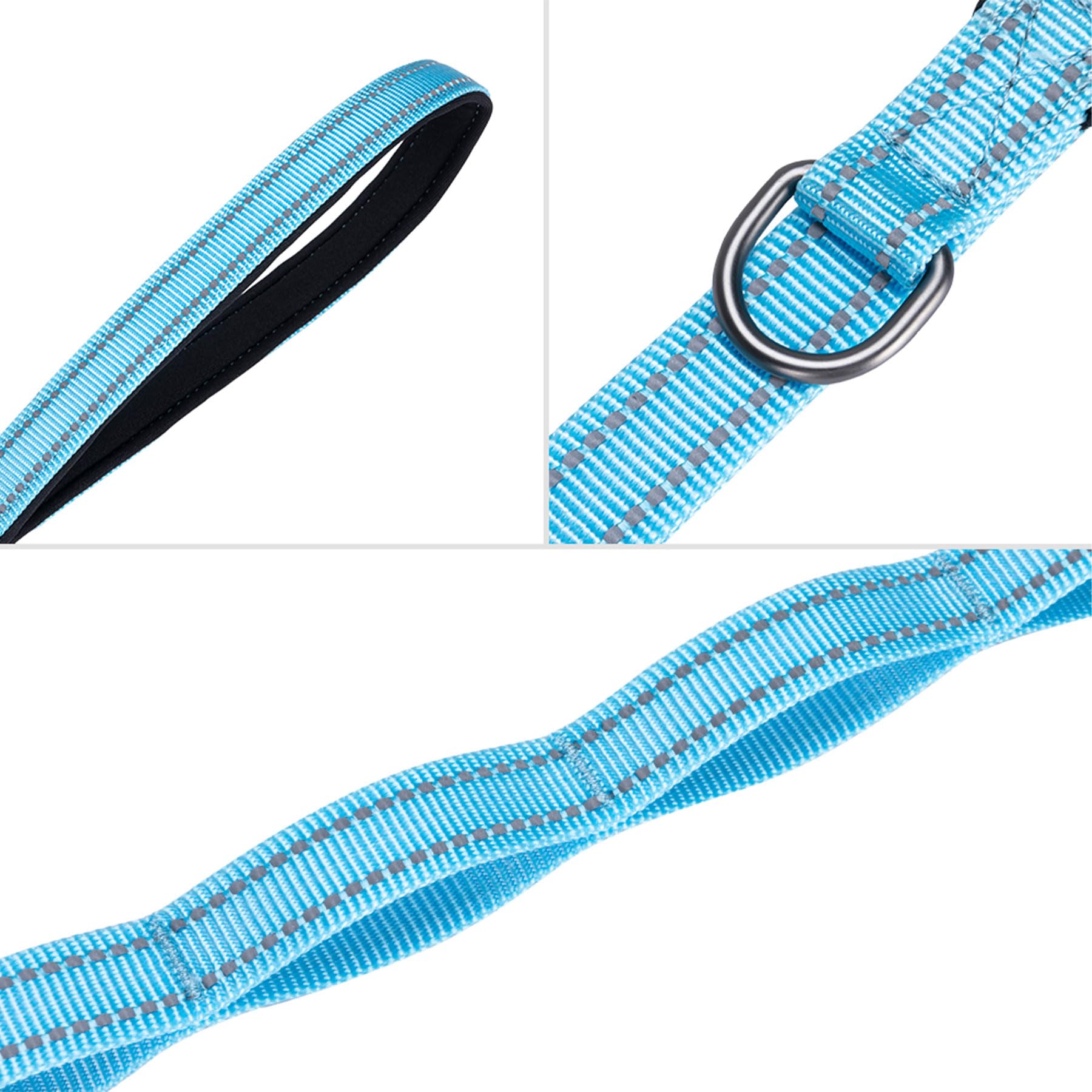 EXCELLENT ELITE SPANKER Guinzaglio doppio riflettente per cani doppio guinzaglio per cani 5 m multiplo con manico imbottito per due cani che camminano addestramento (azzurro)