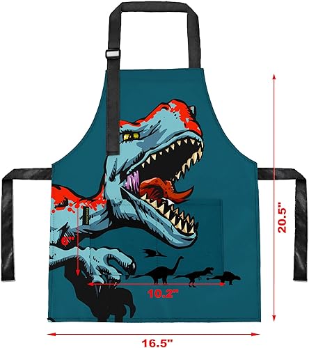 Vista 22 de BeeGreen Delantales de cocina para niños con correa ajustable, con bolsillo frontal para niños pequeños, pintores, artistas horneados negro