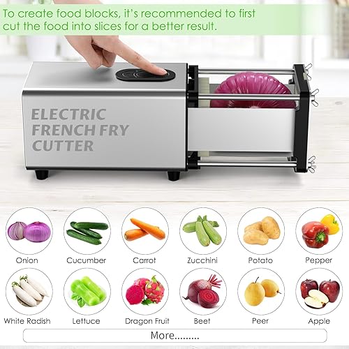 Miniatura 4 de Electric French Fry Cutter,French Fry Cutter Stainless Steel with 12 & 38 Inch Blade,Commercial and Household Electric Fry Cutter,Potato Slicer,Use