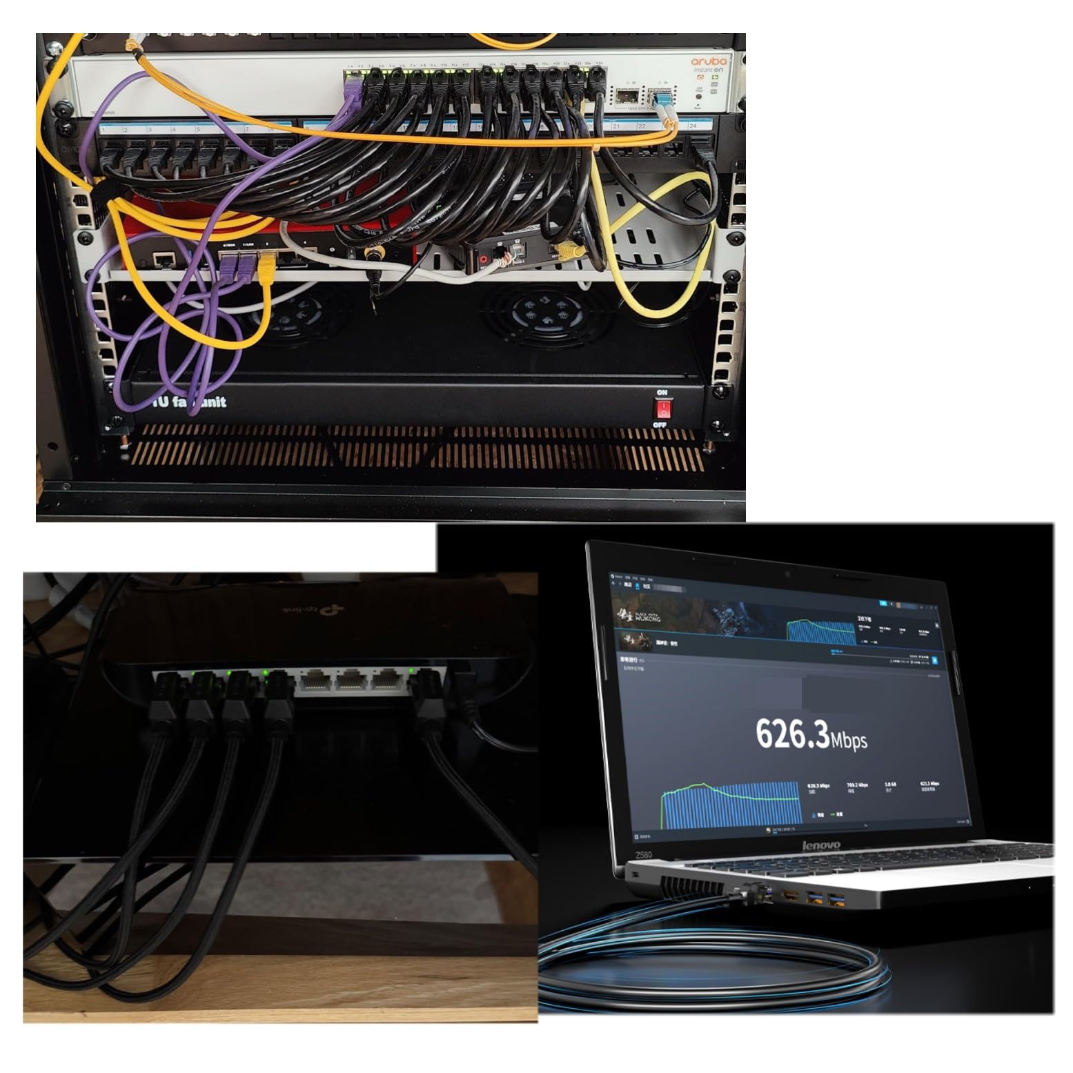 JZK 10 Cavi Ethernet Cat6 30 Cm – 10 Gbps, 500 MHz, UTP, RJ45, Per Router, PC, Switch E Modem (Nero)