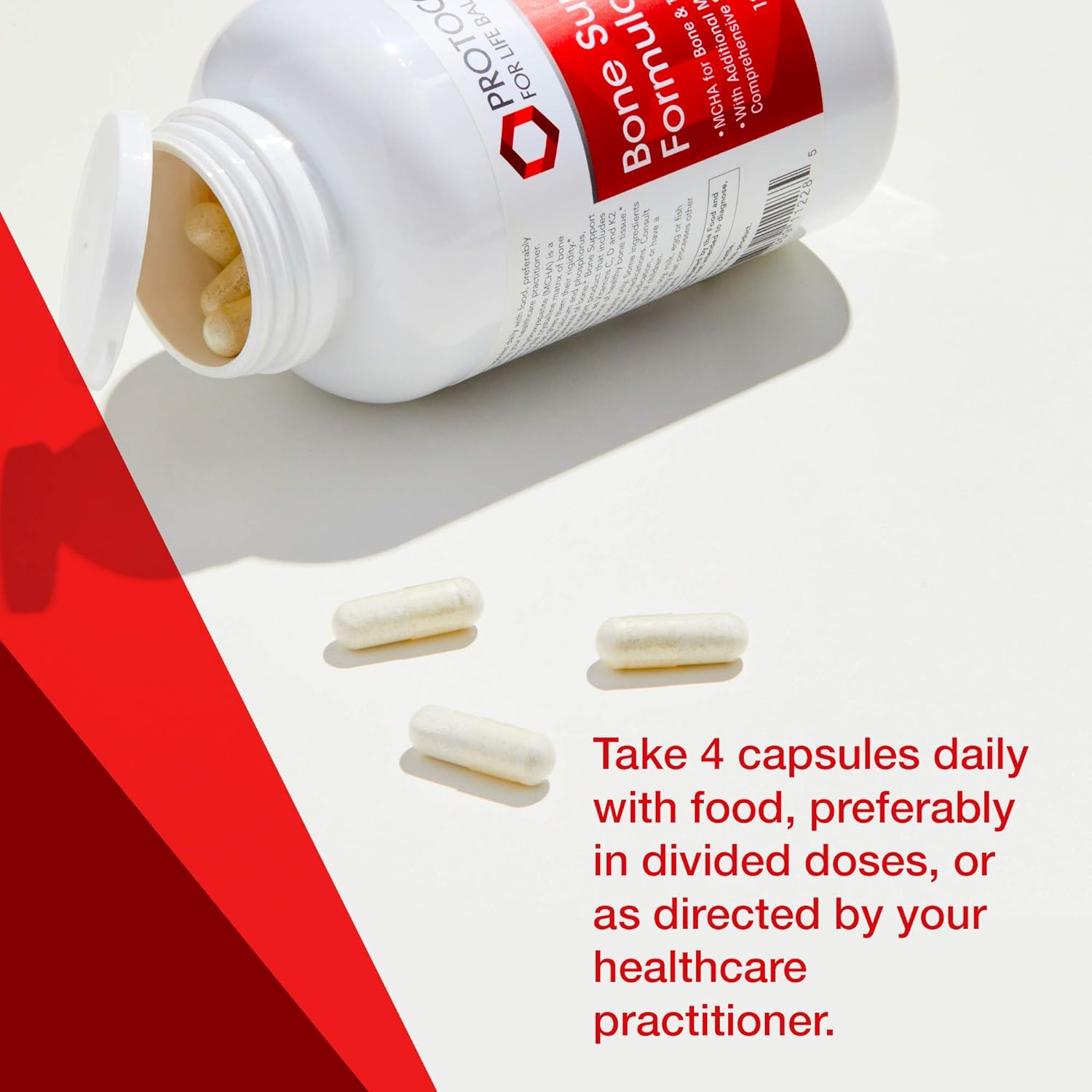 PROTOCOL FOR LIFE BALANCE Bone Support Formula - for Bone Strength & Density* - with Calcium Hydroxyapatite, Boron & Phosphorus - Supplement for Teeth & Bone Health* - Dairy & Soy Free - 180 Caps