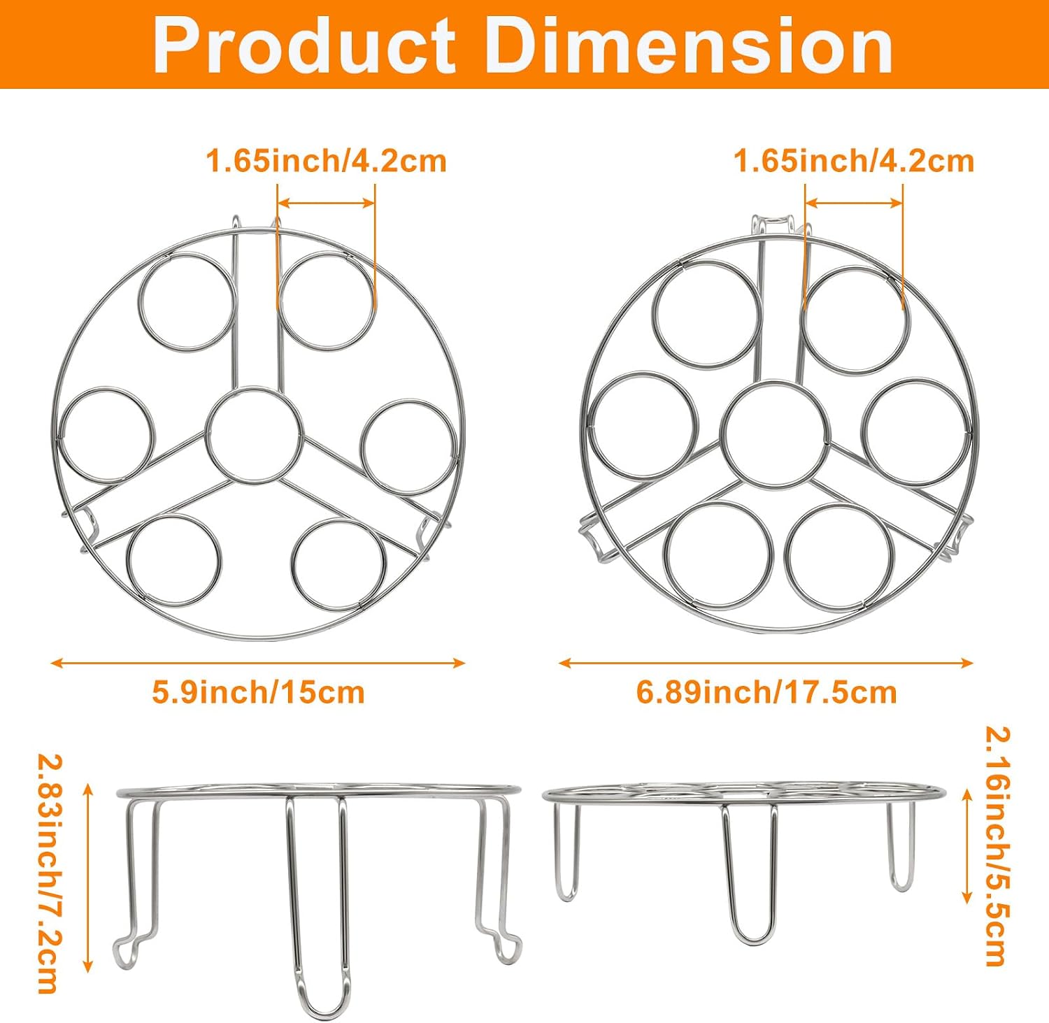 BokWin Egg Steamer Rack, 2-Pack Stainless Steel