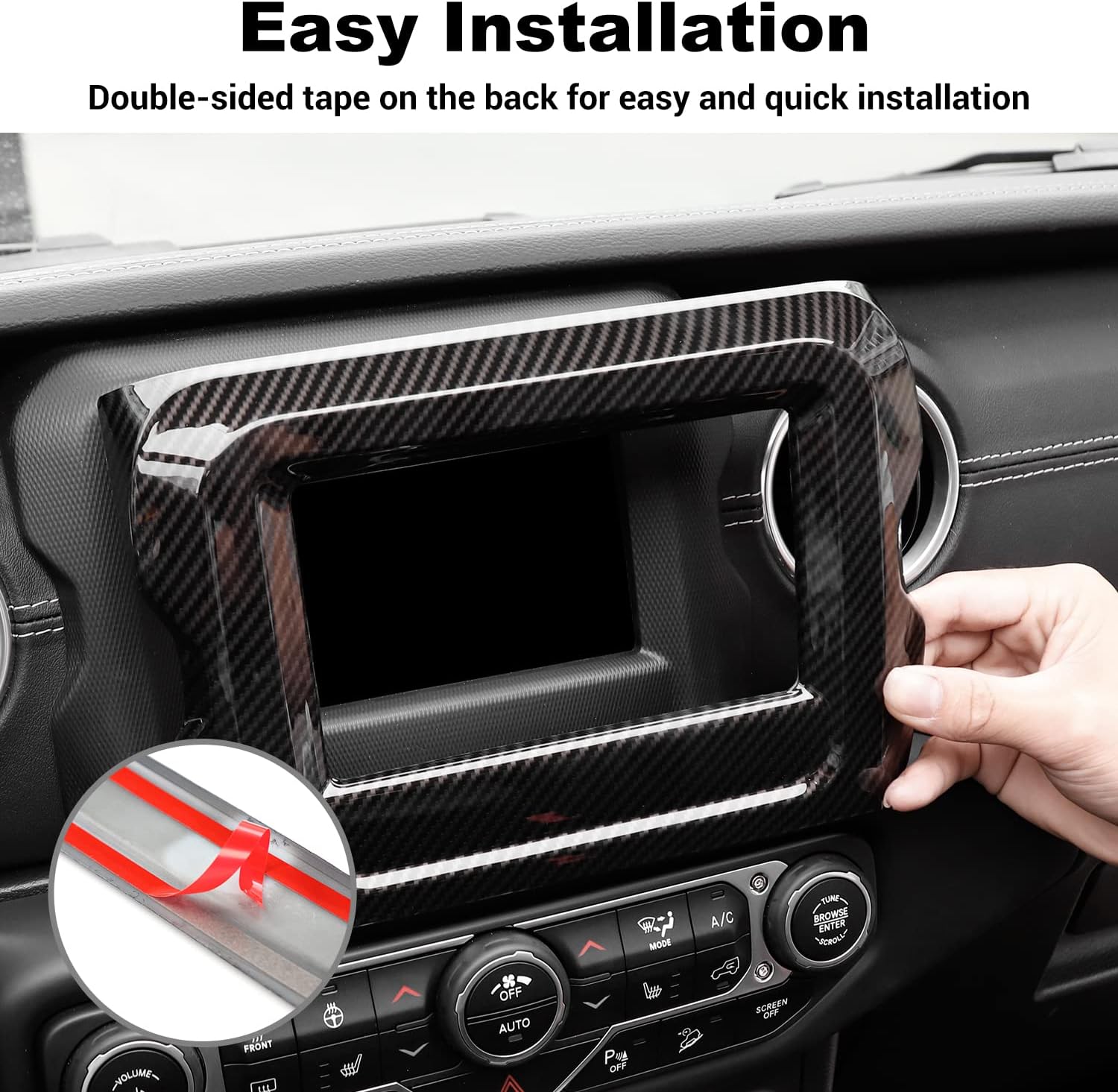 JWWY Center Console/Navigation Dashboard Instrument Protection Cover Trim Panel Compatible with 2018-2023 Jeep Wrangler JL JLU & Gladiator JT Interior Accessories 4PCS Carbon Fiber