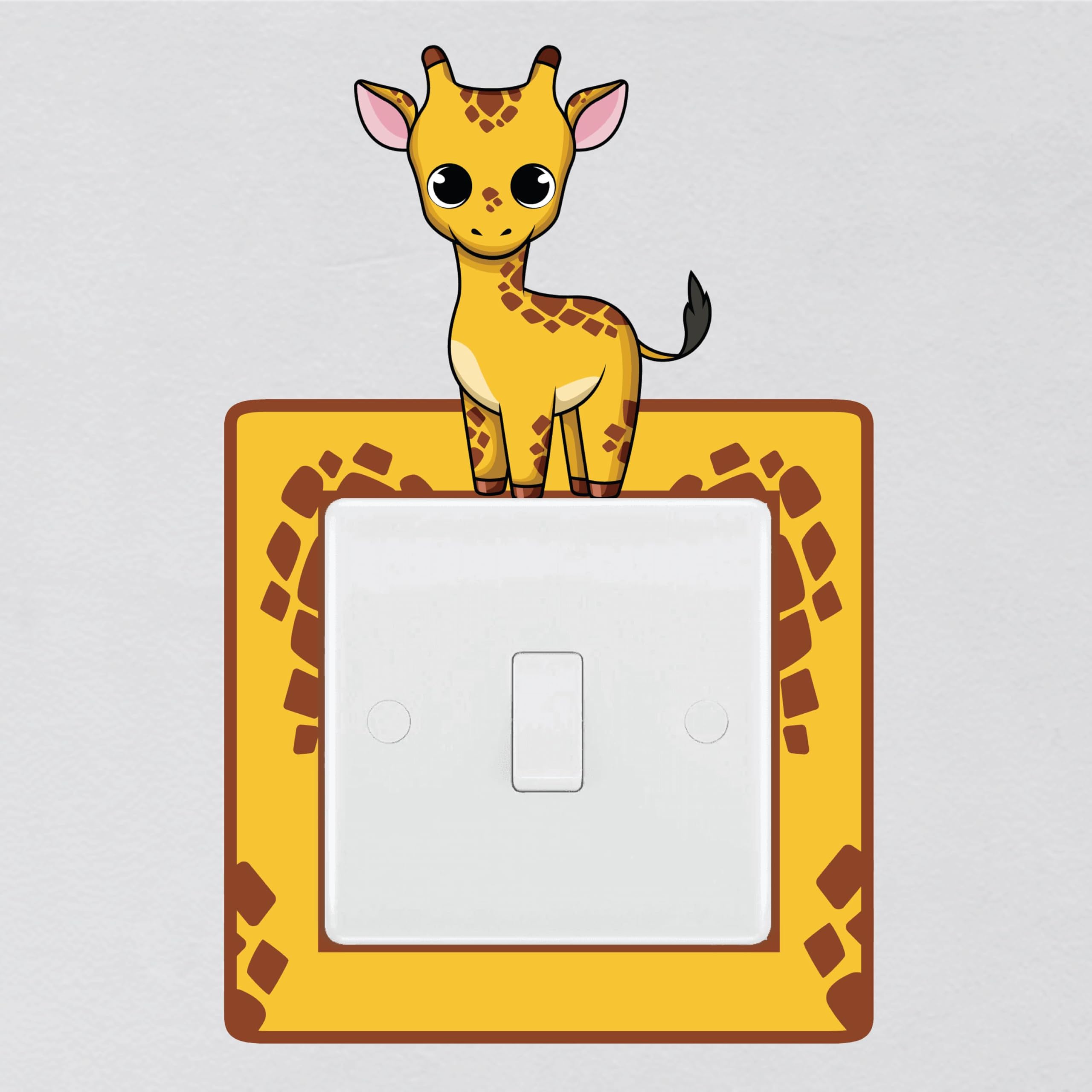 My Pixel Print Boys White Giraffe Animal Light Switch Surround Sticker Nursery Jungle Safari Childrens Decal Wall Art Sticker Vinyl Kids Girl Bedroom Room Decor