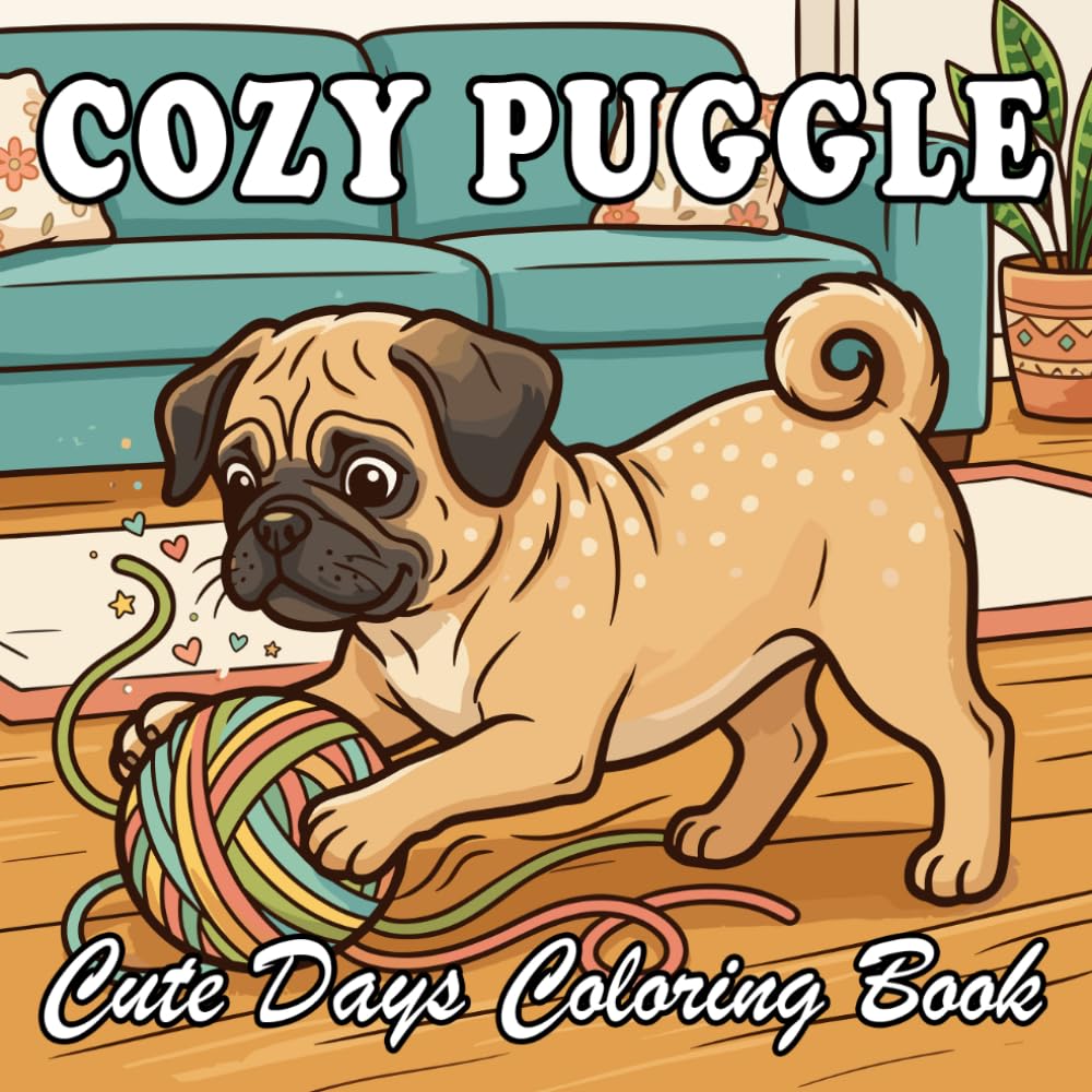 Puggle Coloring Book: 53 Cute & Cozy Puggle Coloring Designs with Everyday Life and Outdoor Scenes