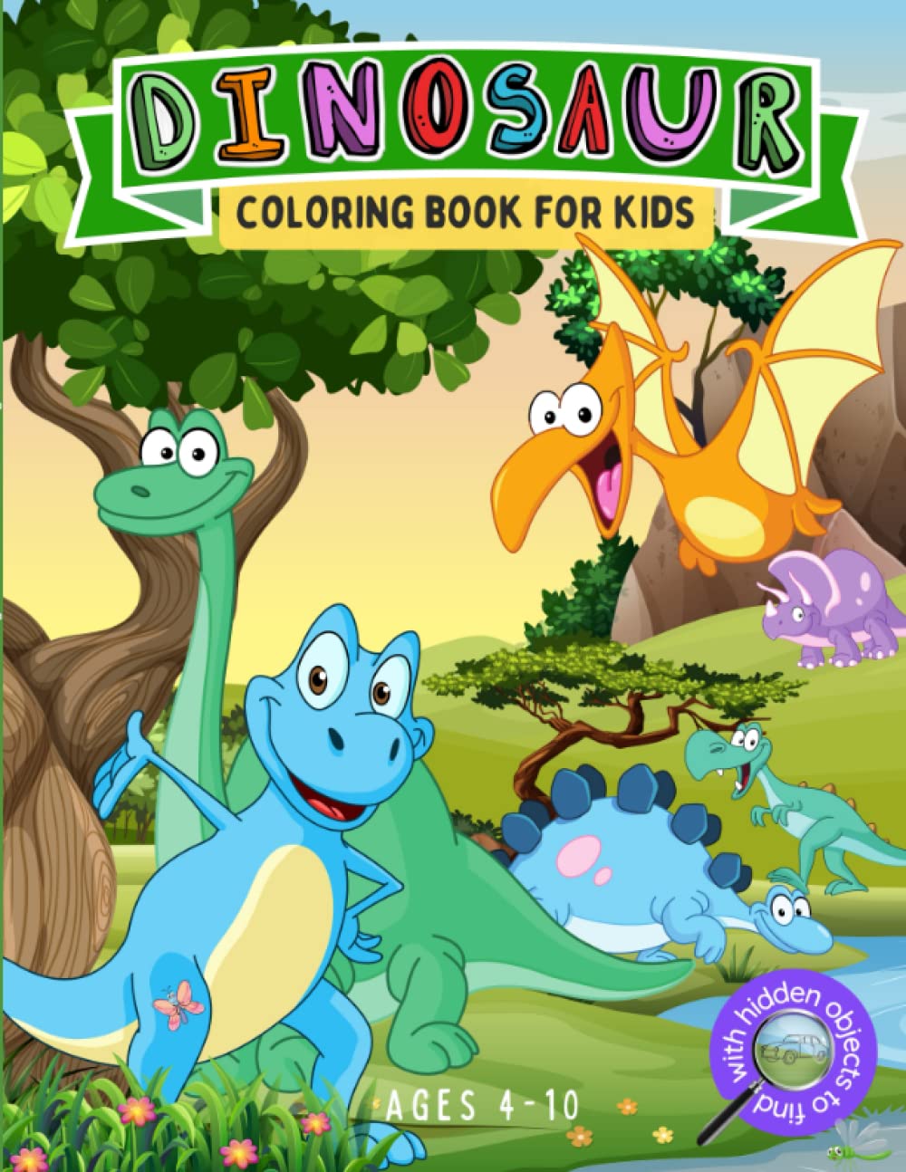 Dinosaur Coloring: Hidden Objects to Find - Coloring Book for Kids