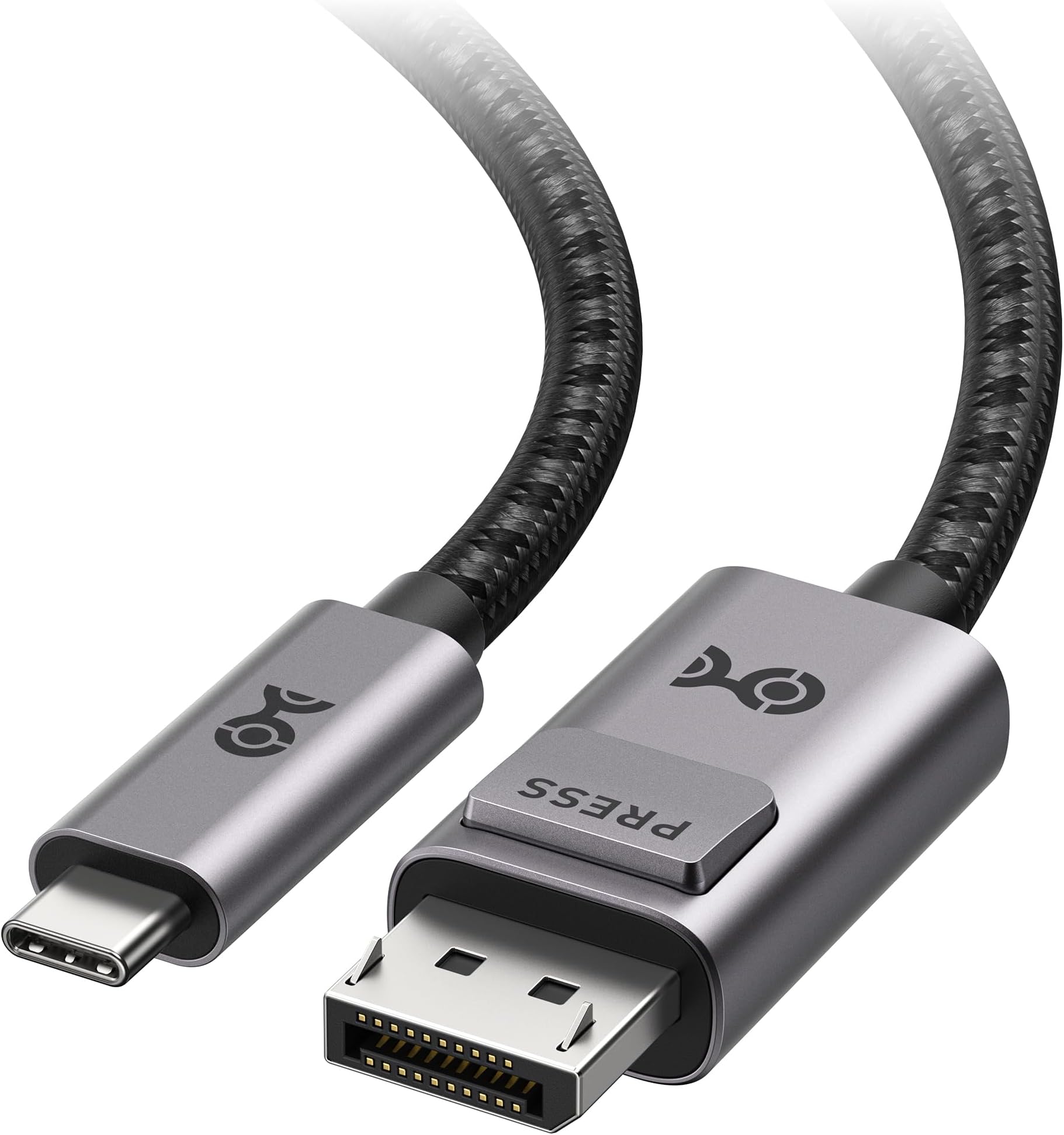 Cable Matters Braided Unidirectional USB C to DisplayPort 1.4 Cable - 6ft, Supports 4K@240Hz / 8K@60Hz, USB-C to DisplayPort, USBC to DP Cable Compatible with Thunderbolt 4/USB4 /MacBook/XPS, Gray