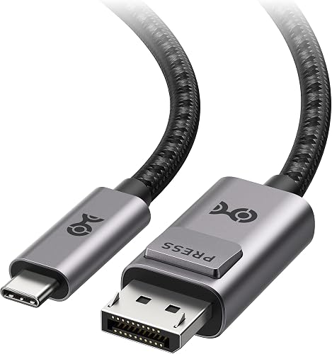 Cable Matters Premium Braided USB-C to DisplayPort Cable 1.8m (USB C to DP Cable) Support 8K 60Hz in Gray- Thunderbolt 4 / USB 4 Compatible with MacBook Pro Dell XPS iPhone 15 Pro Max Plus - 1