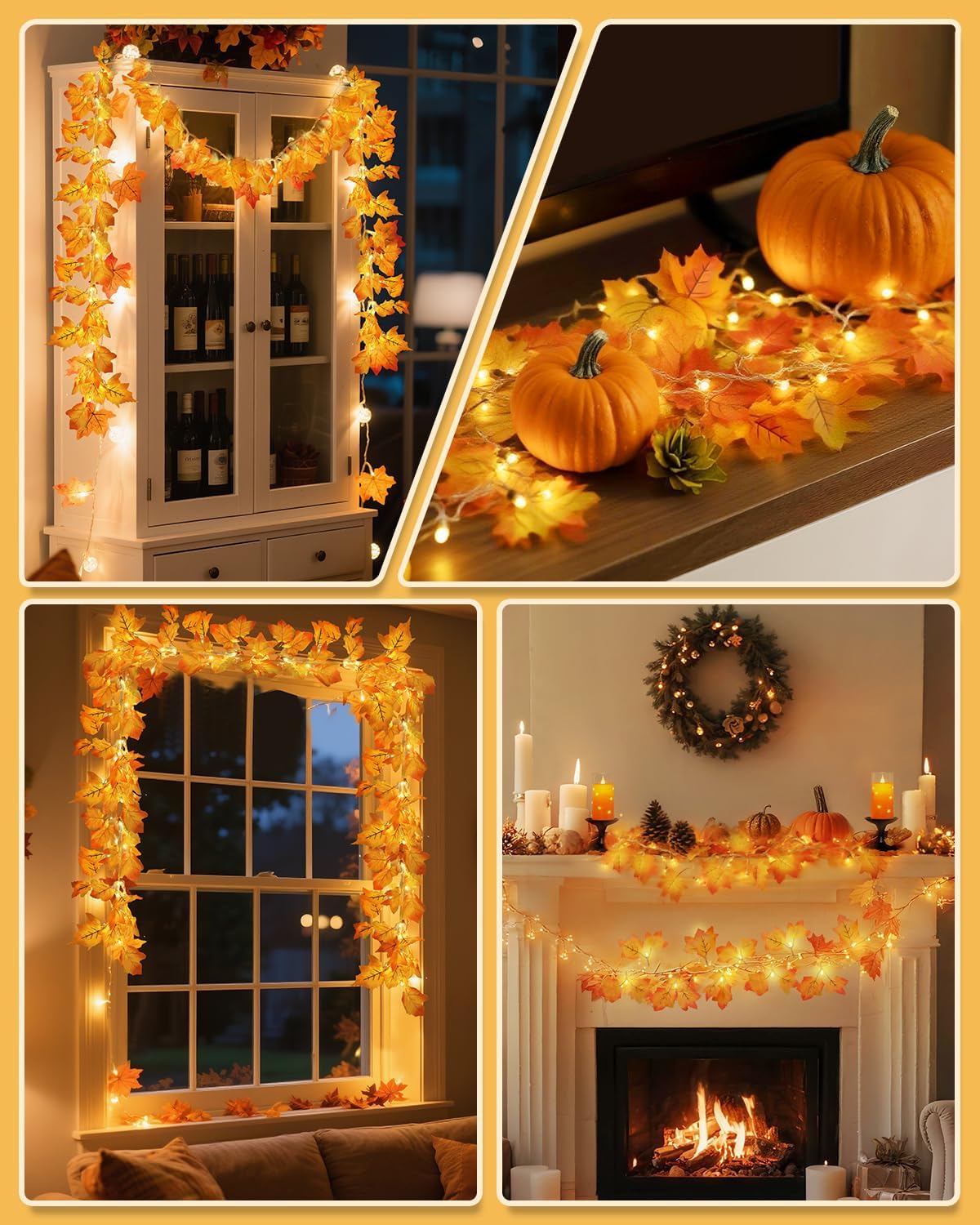 Luditek 8 Lighting Modes & Timer Fall Decorations for Home Maple Leaf Garland with Lights 40LED Battery Operated Waterproof String Lights, Thanksgiving Halloween Fall Decor Indoor Outdoor Autumn - Image 6