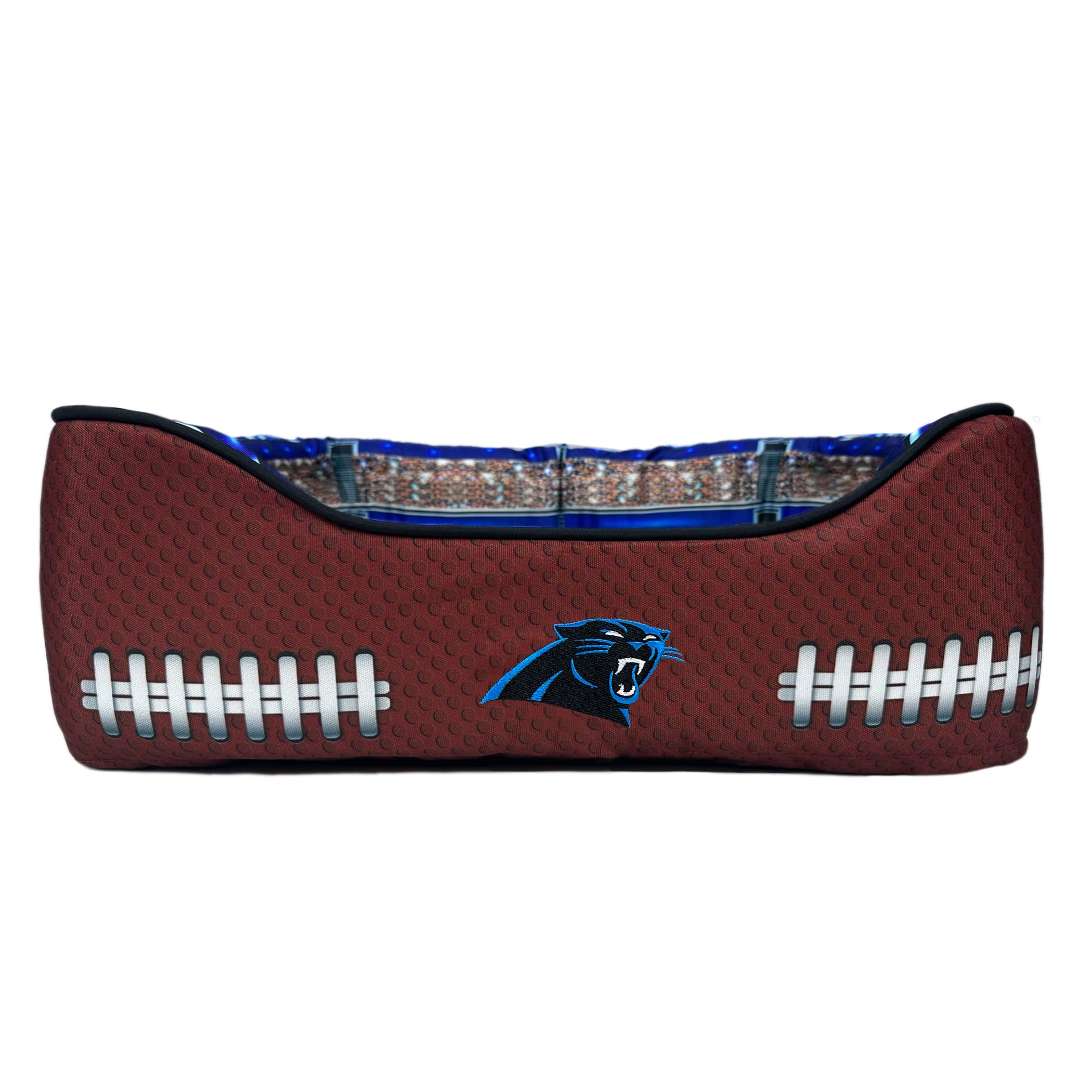 NFL Carolina Panthers Stadium Dog Bed, Pet Pillow Bed for Dogs, Sporty Football Dog Bed and Lounge Cushion
