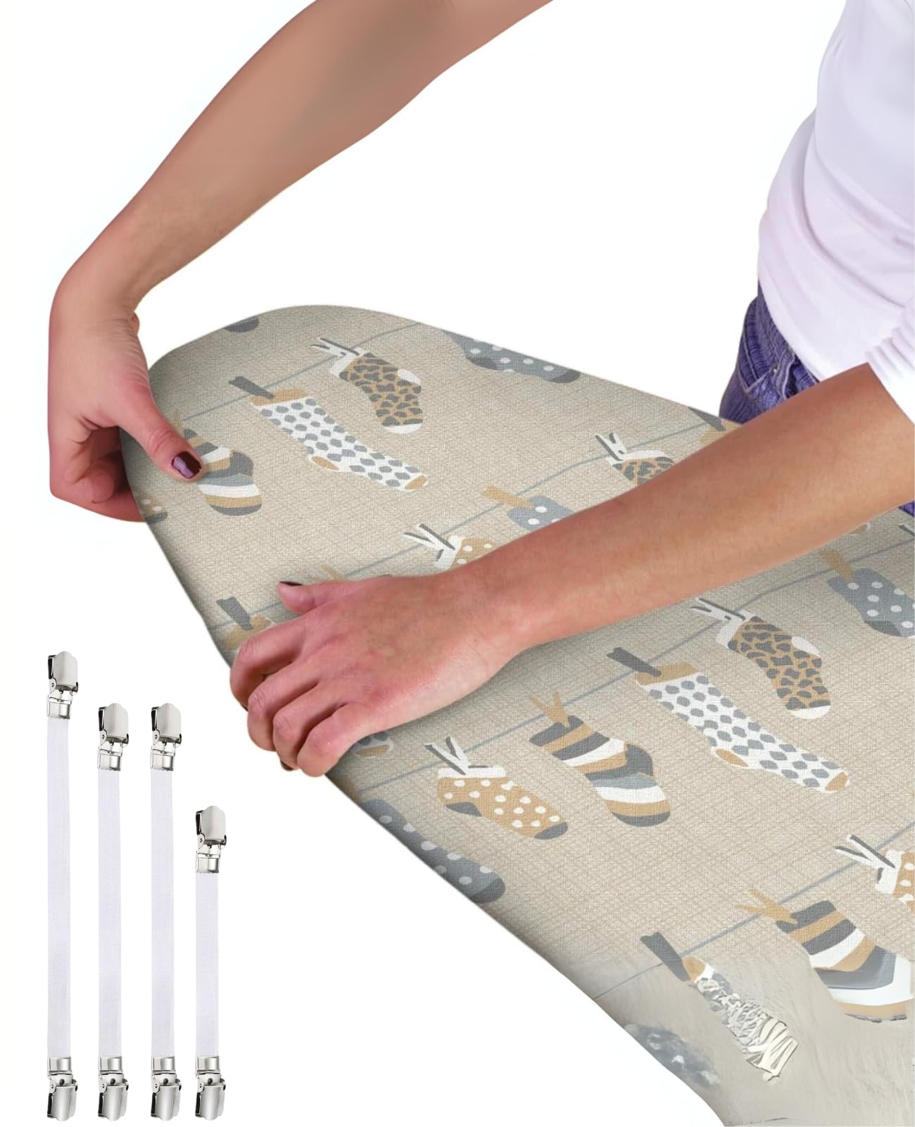 Housse de planche à repasser beige 120 x 40 cm pour un repassage fluide à la maison
