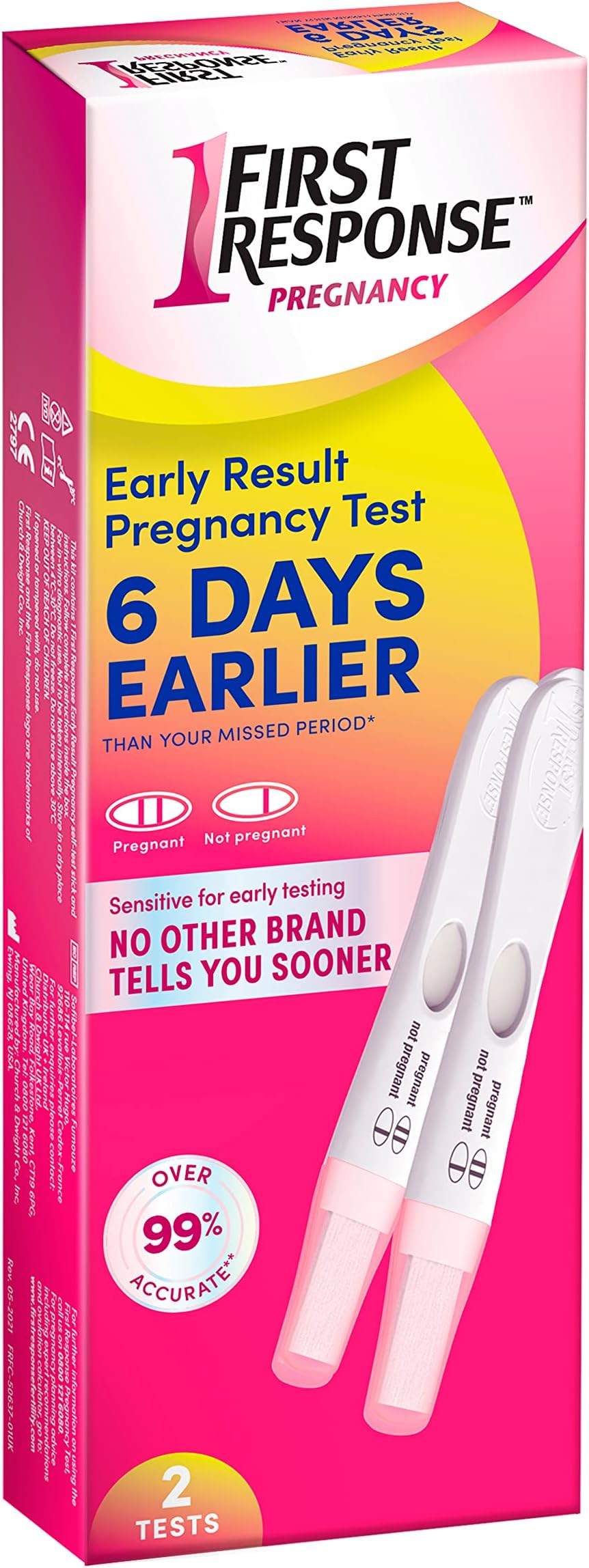 First Response Early Result Pregnancy Test, 2 tests Pack of 1 (package may vary)