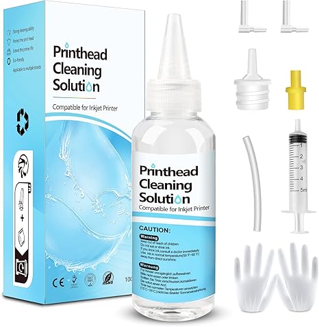 Printhead Cleaning Kits Inkjet Printers, Printer Cleaning Kit for Epson Ecotank Printers, Printer Cleaner Kit for HP, Inkjet Printers Head Cleaning Solution for Canon Pixma Print Head Liquid Nozzles