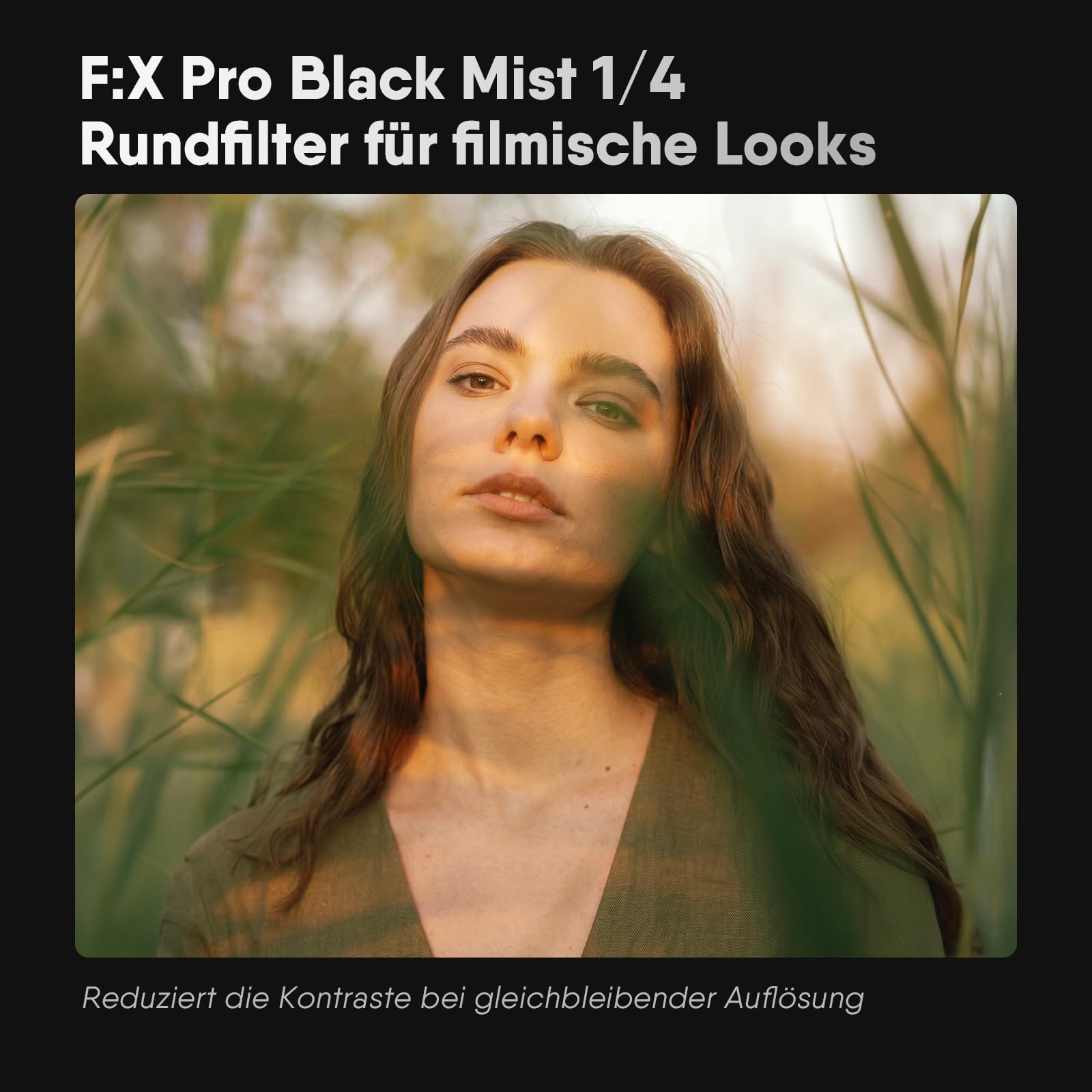 Rollei F:X Pro 77 mm Black-Mist Filter 1/4, Black Diffusion aus Professionelles Optisches Glas für Portraitfotografie Foto- und Videoaufnahme, Black-Mist-Diffusion-Filter-77mm