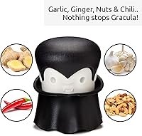 Vista 4 de OTOTO Gracula Garlic Crusher, Garlic Mincer, Also for Ginger, Nuts, Chili, Herbs - Twist Top Mincer & Easy Squeeze Manual Press Peeler, Goth Gifts