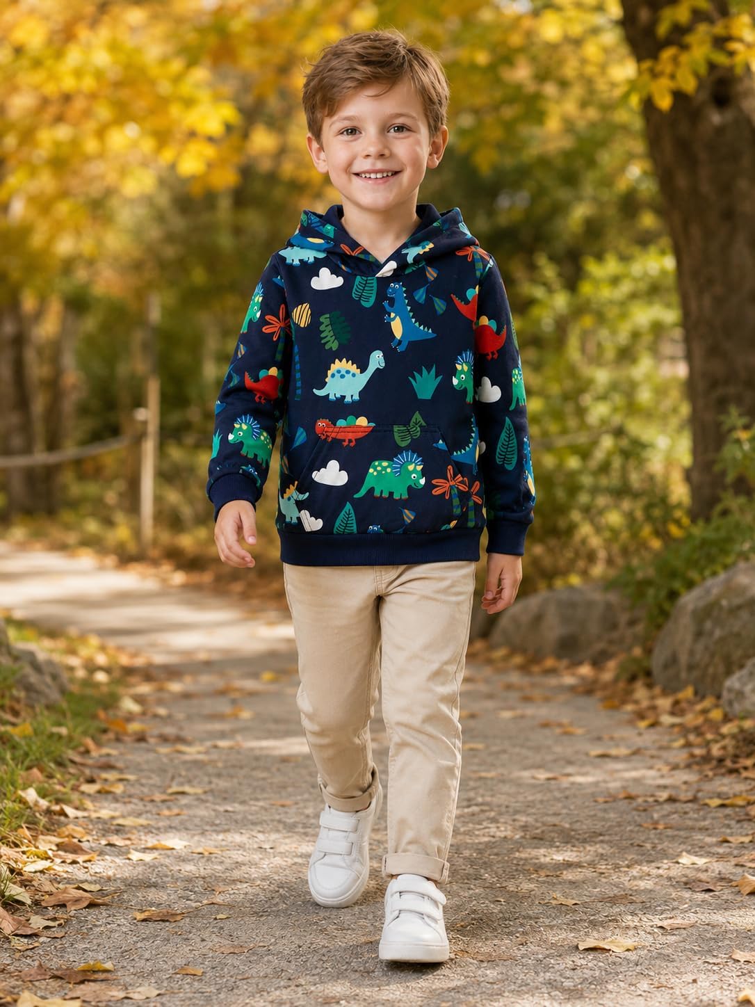 Toddler Boys Hoodies Dinosaur Cartoon Pullover Long Sleeve Truck Sweatshirts For Kids 1-7 Years