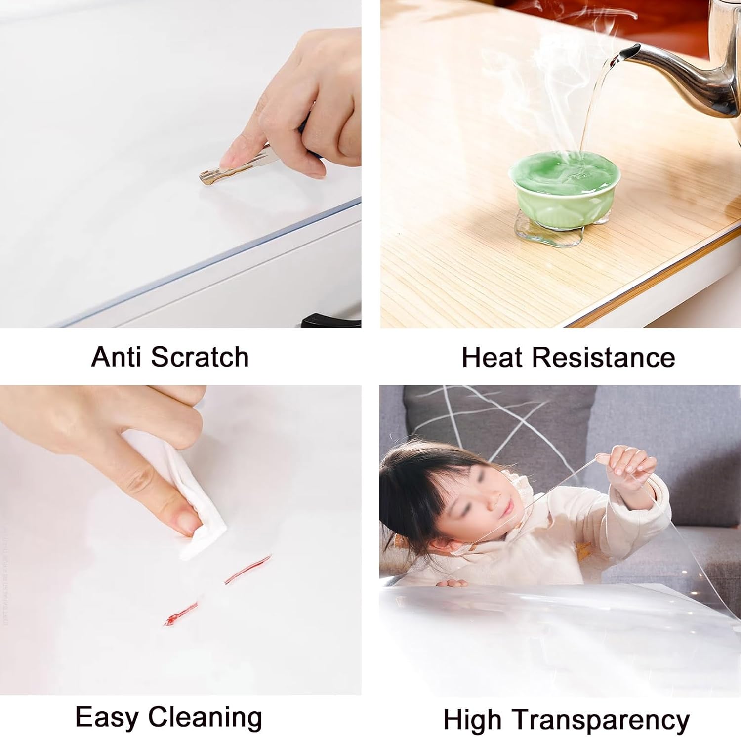 プレミアム透明フロアマット 家具保護用 厚手で丈夫で防水 オフィスチェア キッチンキャビネット 引き出し テーブルや冷蔵庫の棚に最適