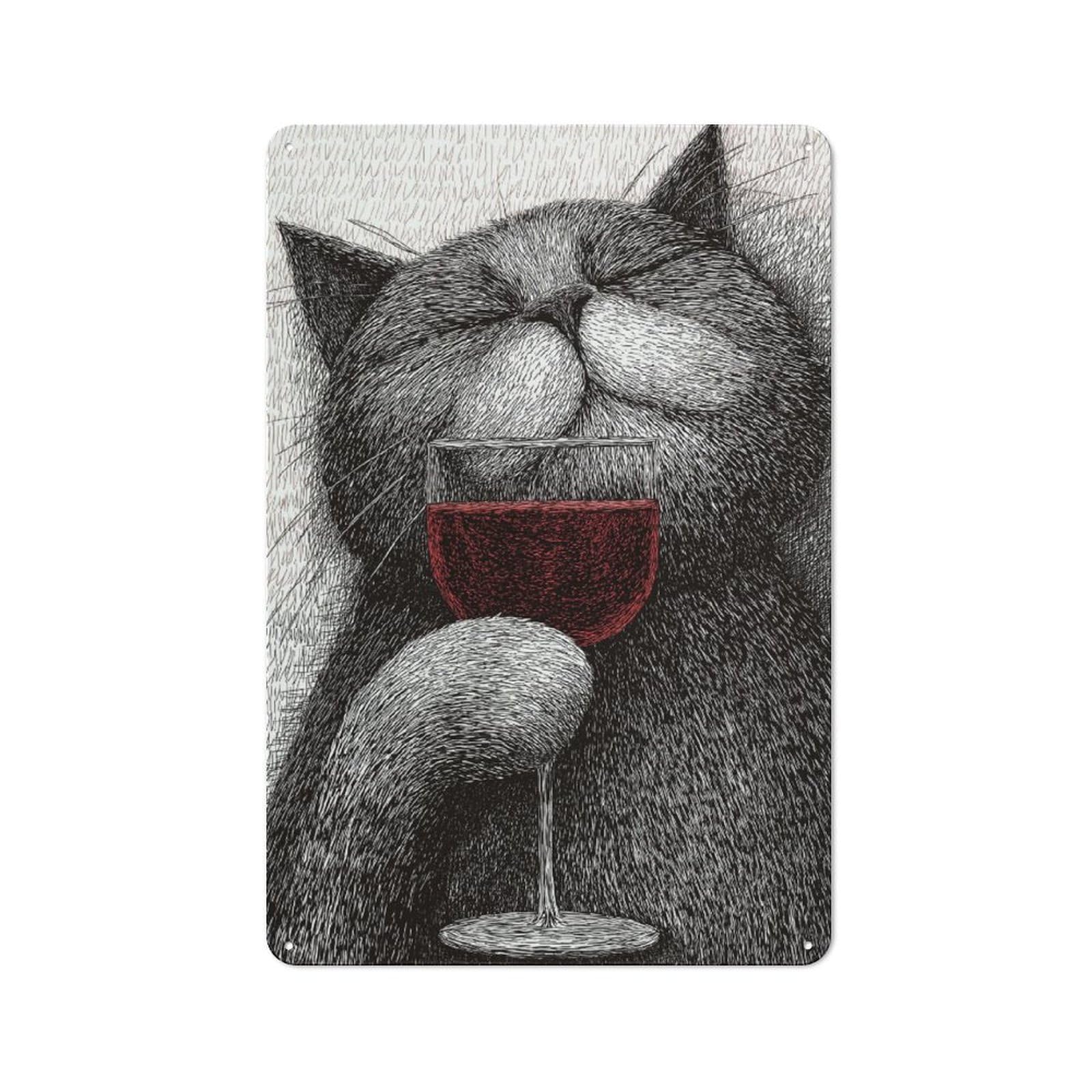 Junmoney Whiskered Sipper Vintage-Inspired Tin Sign 30X20cm For Café Or Restaurant, For Cooler-Month Interiors With Vintage Character