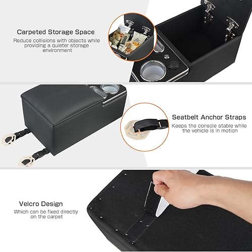 Miniatura 4 de Organizador de consola central mejorado con soporte para tazas y soporte para teléfono para automóvil, camioneta y camión, cabina de suelo, asiento